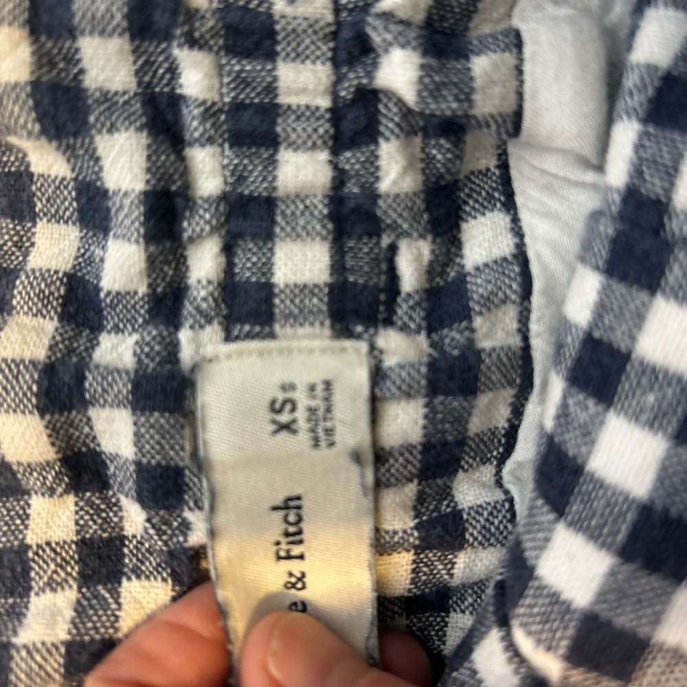 Abercrombie & Fitch Women’s XS Black White Gingham Linen Blend Wide Leg - Picture 6 of 15